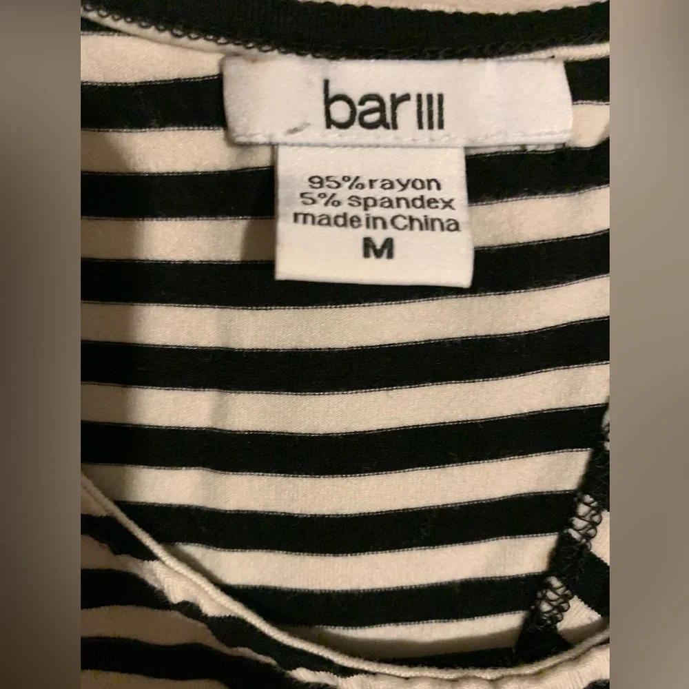 EUC Bar III black/white M striped midi dress with elastic waist - Picture 3 of 3